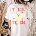 Groovy Teacher Halloween Retro Trick Or Teach Floral Ghost Women's Comfort Colors T-Shirt Back Print Ivory Groovy Teacher Halloween Retro Trick Or Teach Floral Ghost Women's Comfort Colors T-Shirt Back Print Ivory