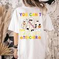 Halloween You Can't Scare Me I'm a Daycare Teacher Ghost Women's Comfort Colors T-Shirt Back Print Ivory
