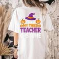 Halloween Costumes For Teachers Tired Teacher Costume Tee Women's Comfort Colors T-Shirt Back Print Ivory