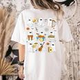 Halloween Ghost Music Teacher Playing Instruments Women's Comfort Colors T-Shirt Back Print Ivory