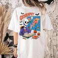 Halloween Skeleton Geography Teacher Pumpkin Bats Classroom Women's Comfort Colors T-Shirt Back Print Ivory