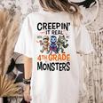 Halloween Teacher Creepin It Real With My 4th Grade Monsters Women's Comfort Colors T-Shirt Back Print Ivory Halloween Teacher Creepin It Real With My 4th Grade Monsters Women's Comfort Colors T-Shirt Back Print Ivory