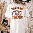 Halloween Teacher Ghosts Trick Or Teach Retro Costume Women Women's Comfort Colors T-Shirt Back Print Ivory