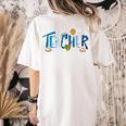 Hanukkah Leopard Plaid Teacher Chanukah Jewish Women Men Women's Comfort Colors T-Shirt Back Print Ivory