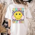 Happy Dot Day Hippie Flowers Smile Face Groovy Teacher Kids Women's Comfort Colors T-Shirt Back Print Ivory