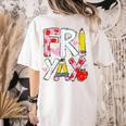 Happy Fri-Yay Teacher Back To School Friday Lovers Women's Comfort Colors T-Shirt Back Print Ivory Happy Fri-Yay Teacher Back To School Friday Lovers Women's Comfort Colors T-Shirt Back Print Ivory