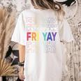 Happy Fri Yay Teacher Friday Saying Women's Comfort Colors T-Shirt Back Print Ivory
