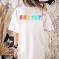 Happy Fri Yay Teacher Friday Women's Comfort Colors T-Shirt Back Print Ivory