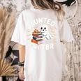 Haunted By My TBR Cute Ghost Book Reading Teacher Halloween Women's Comfort Colors T-Shirt Back Print Ivory Haunted By My TBR Cute Ghost Book Reading Teacher Halloween Women's Comfort Colors T-Shirt Back Print Ivory