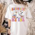 Haunted By My TBR Cute Ghosts Book Reading Teacher Halloween Women's Comfort Colors T-Shirt Back Print Ivory