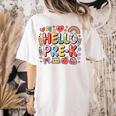 Hello Pre-K Back To School Teacher Student Fun Graphic Tee Women's Comfort Colors T-Shirt Back Print Ivory Hello Pre-K Back To School Teacher Student Fun Graphic Tee Women's Comfort Colors T-Shirt Back Print Ivory