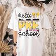 Hello Pre-K Preschool Back To School First Day Teacher Kids Women's Comfort Colors T-Shirt Back Print Ivory Hello Pre-K Preschool Back To School First Day Teacher Kids Women's Comfort Colors T-Shirt Back Print Ivory