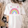 Hello Preschool Teacher Student Girls Rainbow Back To School Women's Comfort Colors T-Shirt Back Print Ivory Hello Preschool Teacher Student Girls Rainbow Back To School Women's Comfort Colors T-Shirt Back Print Ivory