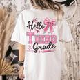 Hello Third Grade First Day Of School Coquette Teacher Girl Women's Comfort Colors T-Shirt Back Print Ivory