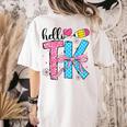 Hello TK Transitional Kindergarten Back To School Teacher Women's Comfort Colors T-Shirt Back Print Ivory Hello TK Transitional Kindergarten Back To School Teacher Women's Comfort Colors T-Shirt Back Print Ivory