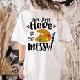 I'm Just Here To Get Messy Art Teacher Artist Painting Women's Comfort Colors T-Shirt Back Print Ivory