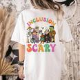 Inclusion Isnt Scary Halloween Skeleton Ghost Sped Teacher Women's Comfort Colors T-Shirt Back Print Ivory Inclusion Isnt Scary Halloween Skeleton Ghost Sped Teacher Women's Comfort Colors T-Shirt Back Print Ivory