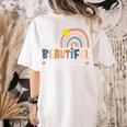 It's A Beautiful Day To Learn Cute Rainbow Boho Teacher Women's Comfort Colors T-Shirt Back Print Ivory