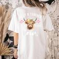 Just A Teacher Who Loves Cows Shirt Cute Highland Cow Women's Comfort Colors T-Shirt Back Print Ivory