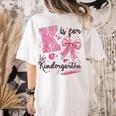 K Is For Kindergarten Teacher Coquette Bow Back To School Women's Comfort Colors T-Shirt Back Print Ivory K Is For Kindergarten Teacher Coquette Bow Back To School Women's Comfort Colors T-Shirt Back Print Ivory