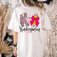 K Is For Kindergarten Teacher Coquette Bow Back To School Women's Comfort Colors T-Shirt Back Print Ivory