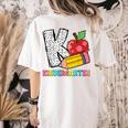 K Is For Kindergarten Teacher Pencil Apple Back To School Women's Comfort Colors T-Shirt Back Print Ivory K Is For Kindergarten Teacher Pencil Apple Back To School Women's Comfort Colors T-Shirt Back Print Ivory