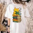 Kawaii Cats Lover Coffee Books Teacher Librarian Cat Women's Comfort Colors T-Shirt Back Print Ivory