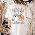 Kindergarten Boo Crew Halloween Floral Ghost Kinder Teacher Women's Comfort Colors T-Shirt Back Print Ivory