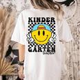 Kindergarten Teacher Hippie Smile Face Back School Women's Comfort Colors T-Shirt Back Print Ivory Kindergarten Teacher Hippie Smile Face Back School Women's Comfort Colors T-Shirt Back Print Ivory