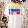 Leer Es Poder Colombian Spanish Teacher Maestra Colombia Women's Comfort Colors T-Shirt Back Print Ivory