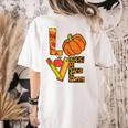 Leopard Pumpkin Love Teacher Life Thanksgiving Fall Women Women's Comfort Colors T-Shirt Back Print Ivory