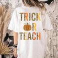 Leopard Trick Or Teach Halloween Teacher Costume Women Women's Comfort Colors T-Shirt Back Print Ivory Leopard Trick Or Teach Halloween Teacher Costume Women Women's Comfort Colors T-Shirt Back Print Ivory