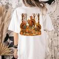 Librarian Turkey Reading Book Fall Thanksgiving Teacher Book Women's Comfort Colors T-Shirt Back Print Ivory