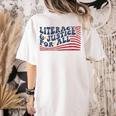 Literacy Justice For All Teacher Women's Comfort Colors T-Shirt Back Print Ivory