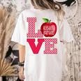 Love Kindergarten Cute Apple School Teacher Women's Comfort Colors T-Shirt Back Print Ivory Love Kindergarten Cute Apple School Teacher Women's Comfort Colors T-Shirt Back Print Ivory