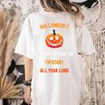 Math Teacher Halloween Quote I'm Scary All Year Long Men Women Women's Comfort Colors T-Shirt Back Print Ivory
