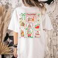 Merry And Bright Christmas Gingerbread Santa Book Teacher Women's Comfort Colors T-Shirt Back Print Ivory