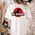 Nerdy No Internet Dinosaur Computer Science Teacher Women's Comfort Colors T-Shirt Back Print Ivory