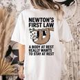 Newtons First Law Physics Jokes Science Teacher Women's Comfort Colors T-Shirt Back Print Ivory Newtons First Law Physics Jokes Science Teacher Women's Comfort Colors T-Shirt Back Print Ivory