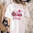 In October We Wear Pink Apple Teacher Daisy Breast Cancer Women's Comfort Colors T-Shirt Back Print Ivory