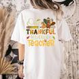 One Thankful 4th Grade Teacher Turkey Leopard Thanksgiving Women's Comfort Colors T-Shirt Back Print Ivory One Thankful 4th Grade Teacher Turkey Leopard Thanksgiving Women's Comfort Colors T-Shirt Back Print Ivory