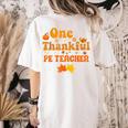 One Thankful PE Teacher Thanksgiving Fall Autumn Groovy Women's Comfort Colors T-Shirt Back Print Ivory