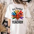 One Thankful Teacher Thanksgiving TurkeyCute Pencil Women's Comfort Colors T-Shirt Back Print Ivory One Thankful Teacher Thanksgiving TurkeyCute Pencil Women's Comfort Colors T-Shirt Back Print Ivory