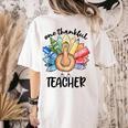 One Thankful Teacher Turkey Pencil Thanksgiving Teachers Women's Comfort Colors T-Shirt Back Print Ivory