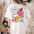 P Is For Pre K Teacher Student Pencil Apple Back To School Women's Comfort Colors T-Shirt Back Print Ivory