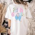 Preppy Fifth Grade Teacher Blue Floral Coquette Pencil Bow Women's Comfort Colors T-Shirt Back Print Ivory