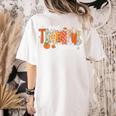Preppy One Thankful Teacher Coquette Thanksgiving Teacher Women's Comfort Colors T-Shirt Back Print Ivory