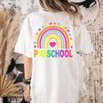 Preschool Rainbow Girls Boys Kids Teacher Back To School Women's Comfort Colors T-Shirt Back Print Ivory