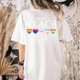 I Promise To Teach Love LGBT-Q Pride Proud Ally Teacher Women's Comfort Colors T-Shirt Back Print Ivory
