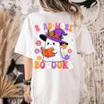 Read More Books Ghost Reading Book Teacher Halloween Women's Comfort Colors T-Shirt Back Print Ivory